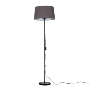 Charlie Black Floor Lamp with Dark Grey Doretta Shade