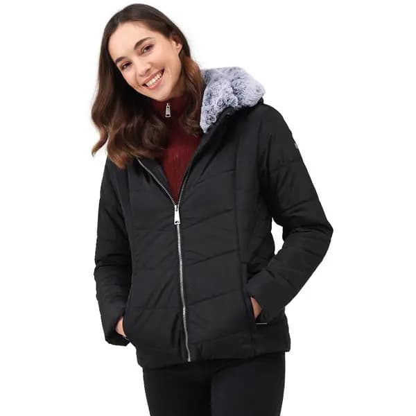 Regatta Womens Wildrose Padded Insulated Hooded Jacket Coat 14 - Bust 38' (97cm) Black RWN256-800-14
