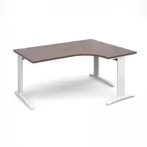 TR10 deluxe right hand ergonomic desk 1600mm - white frame and walnut