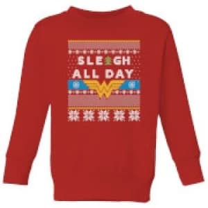 Wonder Woman 'Sleigh All Day Kids Christmas Sweatshirt - Red - 11-12 Years