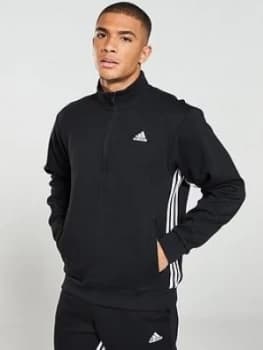 Adidas Side 3 Stripe 1/2 Zip Track Top - Black