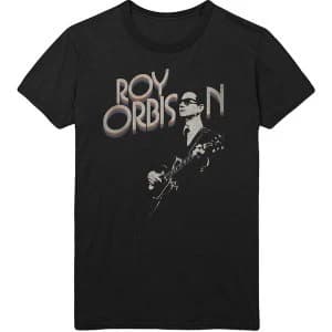 Roy Orbison - Guitar & Logo Mens Large T-Shirt - Black