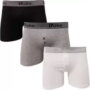 Duke London Mens Driver Boxer Shorts (Pack Of 3) (Large) (Black/White/Grey)