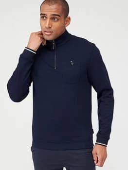 Ted Baker Long Sleeved Funnel Neck Sweatshirt - Navy, Size 2, Men