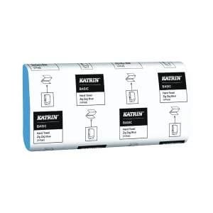 Katrin Zig Zag Hand Towels 1-Ply Blue Pack of 5000 362200