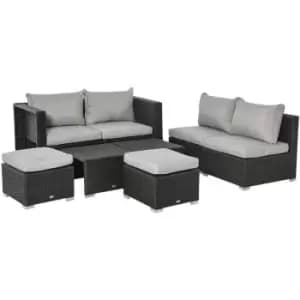 Outsunny - 8pc Outdoor Patio Furniture Set Weather Wicker Rattan Sofa Chair Black