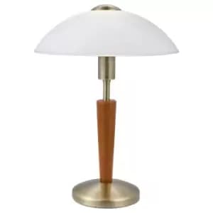 Table Lamp Bronzed Nut Touch On & Off Shade White Satin Glass Bulb E14 1x60W