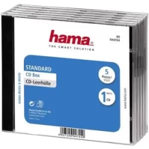 Hama CD box 1 CD/DVD/Bluray Polystyrene Transparent, Black 5 pc(s) (W x H x D) 140 x 125 x 10.4mm 00044744