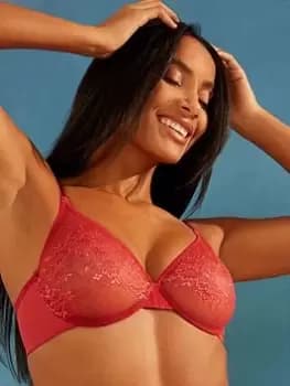 Gossard Glossies Lace Sheer Bra, Raspberry, Size 32B, Women