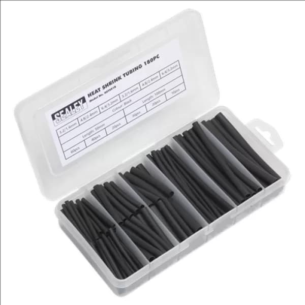 Genuine SEALEY HST501B Heat Shrink Tubing Assortment 180pc 50 & 100mm Black
