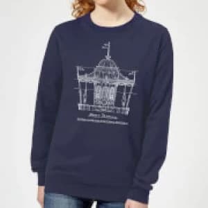 Mary Poppins Carousel Sketch Womens Christmas Sweatshirt - Navy - L