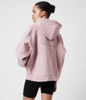 AllSaints Womens Cotton Logo Print Talon Hoodie, Purple, Size: M