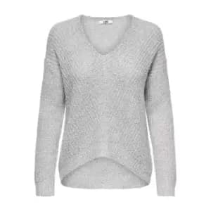 JDY V-Neck Knitted Pullover - Grey