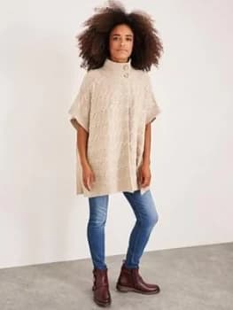White Stuff Maple Cable Poncho - Natural