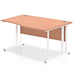 Impulse 1400 Right Hand White Cantilever Leg Wave Desk Beech