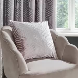 Catherine Lansfield Geometric Cut Velvet Cushion Silver