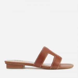 Dune Womens Loupe Leather Mule Sandals - Tan - UK 3 - Tan