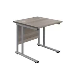 Tc 800 x 800 Twin Upright Rectangular Desk Grey Oak-Silver