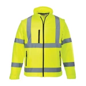 Portwest 2 in 1 Waterproof Hi Vis Softshell Jacket Yellow 2XL