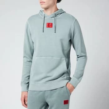 Hugo Boss Logo Patch Pullover Hoodie Pastel Blue Size 2XL Men