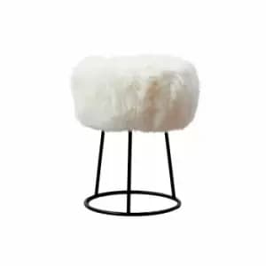 Native Natural Metal Sheepskin Stool