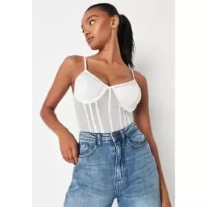 Missguided Mesh Corset Bodysuit - White