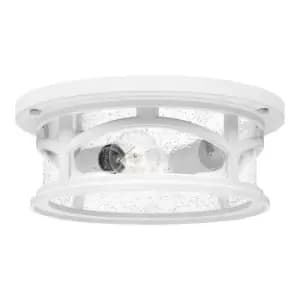 Marblehead Outdoor 2 Light Flush Mount, White, IP44, E27