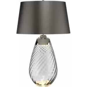 Table Lamp Smoke tinted Glass & Slate Shade LED E27 60W Bulb d01884