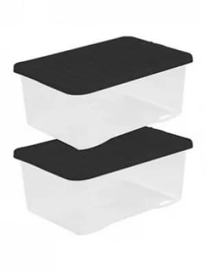 Wham Crystal 45 Litre Pack of 3 Clear Black Lid