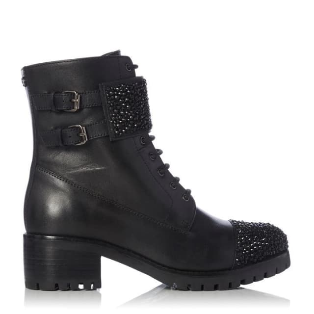 Dune Black 'Pegasis' Block Heel Biker Boots - 3