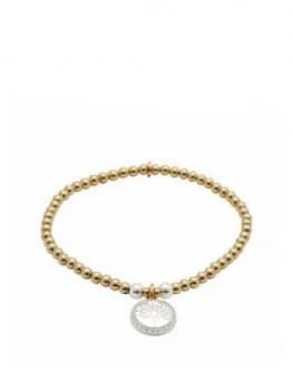 Simply Silver 14Ct Gold Plated Sterling Silver Tree Of Life Stretch Bracelet