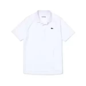 Mens Lacoste SPORT Breathable Run-Resistant Interlock Polo Shirt Size 2 - XS White