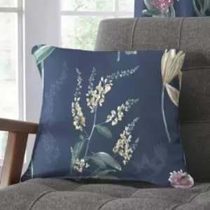 Dreams & Drapes Caberne Heritage Floral Print 100% Cotton Filled Cushion, Navy, 43 x 43 Cm