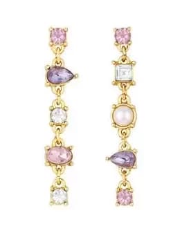 Mood Mood Gold Vibrant Multi Coloured Stone Linear Drop Earrings