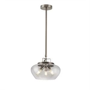 3 Light Pendant Satin Silver, Glass, E27