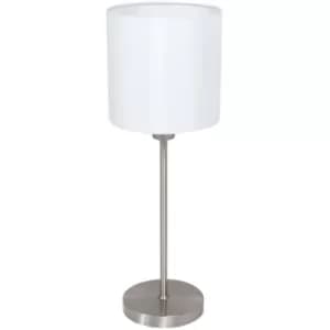 Sienna Norwegian Table Lamp with Round Shade Steel Brushed, Linen Fabric