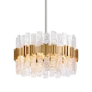 Ciro 5 Light Pendant ANTIQUE Leaf Stainless, Glass