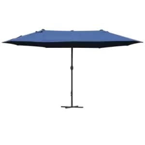 Outsunny Sun Umbrella Canopy Double-sided Crank Sun Shade Shelter 4.6M Blue
