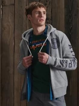 Superdry Track & Field Classic Zip Hoodie - Grey , Light Grey Size M Men