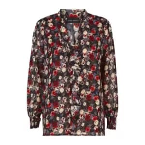 James Lakeland Chiffon Ruffle Print Blouse - Black