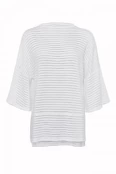 French Connection Beka Sheer Rib Jersey Top White