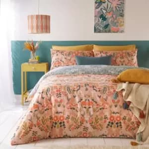 Furn. Lorelei Blush Floral Reversible Duvet Cover and Pillowcase Set Blush/Yellow/White