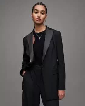 AllSaints Sofia Satin Contrast Blazer
