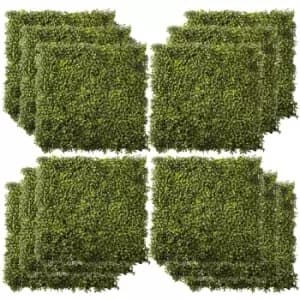 Outsunny 12pc Artificial Boxwood Grass Wall Panels (50cm x 50cm)