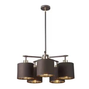 Balance 5 Light Multi Arm Ceiling Pendant Light Brown, Polished Brass, E27