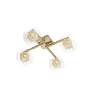 Impex Avignon 4 Light Ceiling Flush Gold Fitting