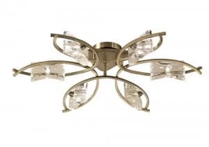 Semi Flush Ceiling 6 Light G9, Antique Brass