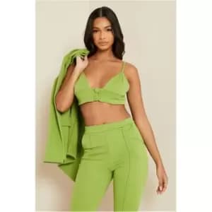 I Saw It First Olive Green Tailored Button Detail Bralet - Green