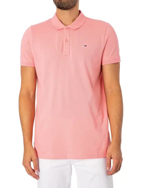 Tommy Jeans Slim Placket Polo Shirt Tickled Pink L