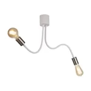 Flexible Semi Flush Ceiling 2 Light E27 Satin White, Satin Nickel - Luminosa Lighting